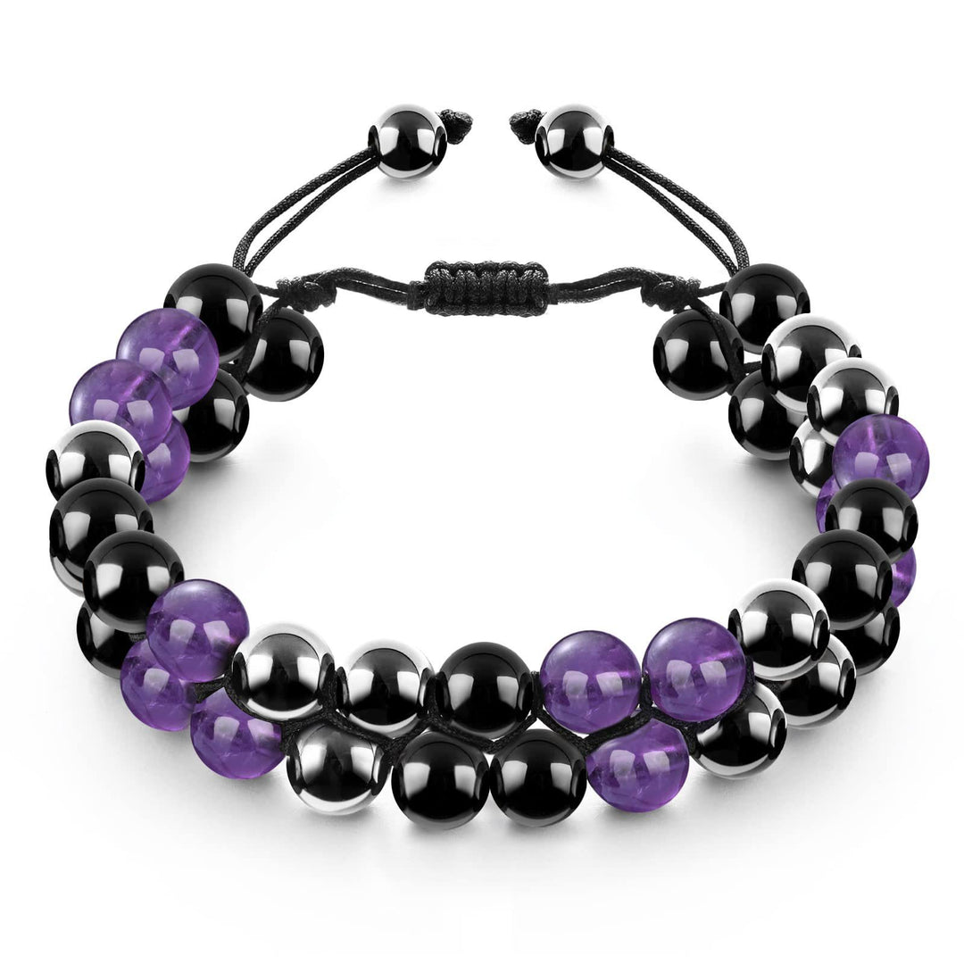Bracelet Olivenorma pour homme en perles d'hématite et œil de tigre vert