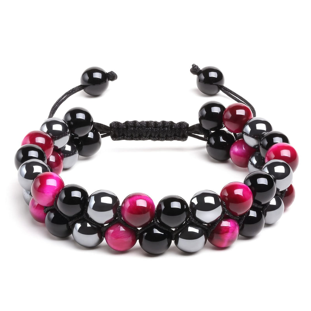 Bracelet Olivenorma pour homme en perles d'hématite et œil de tigre vert