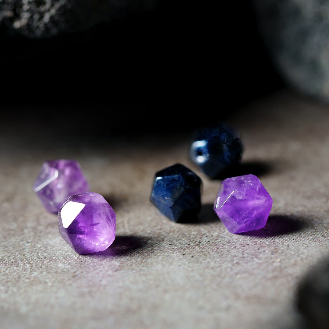 Bracelet Olivenorma pour homme en perles d'améthyste sodalite bleue à facettes géométriques