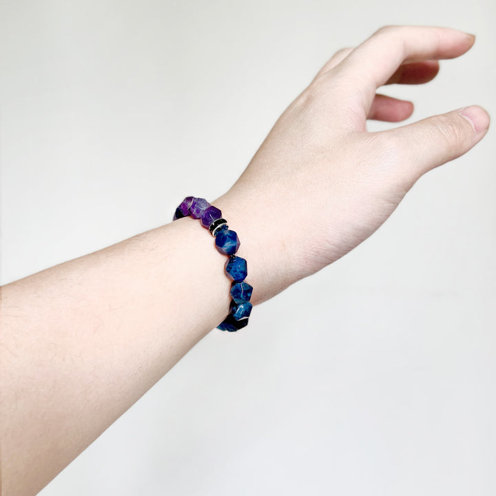 Bracelet Olivenorma pour homme en perles d'améthyste sodalite bleue à facettes géométriques - image 1