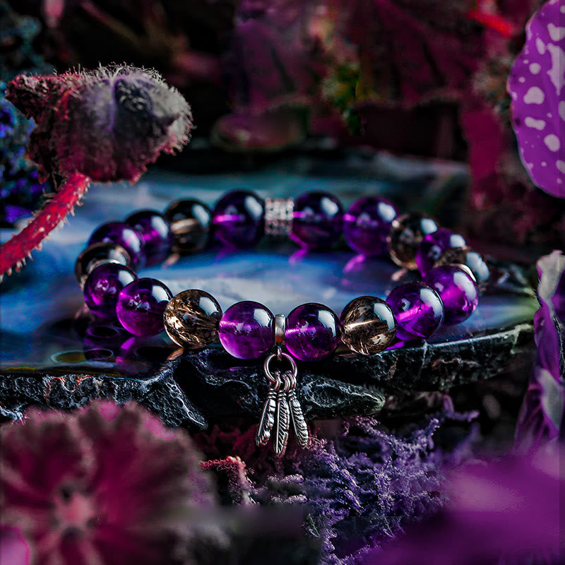 Bracelet Olivenorma pour homme avec pendentif en forme de plume d'améthyste - 17 cm - image 0