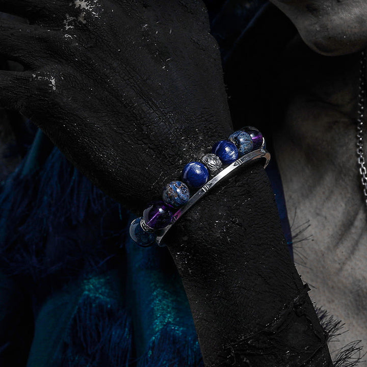 Bracelet Olivenorma pour homme en perles de lapis-lazuli, améthyste et piétersite - image 1