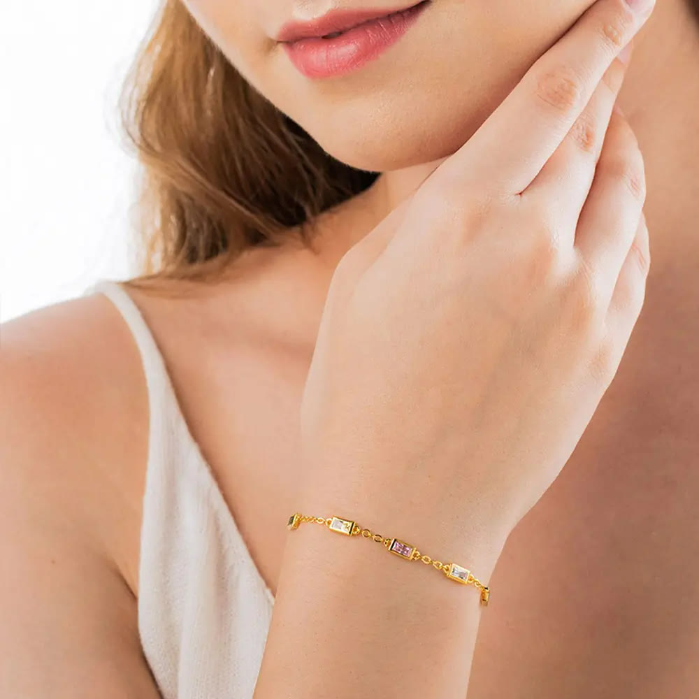 Bracelet rectangulaire personnalisé avec pierre de naissance Olivenorma