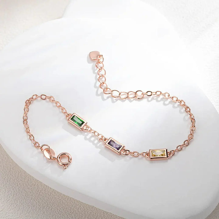 Bracelet rectangulaire personnalisé avec pierre de naissance Olivenorma