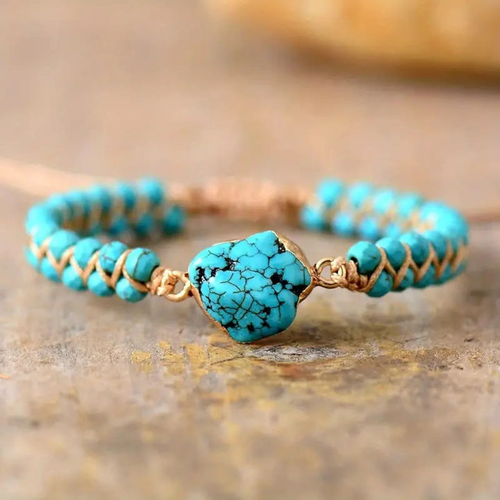 Bracelet irrégulier Olivenorma Bracelet à doubles perles turquoise