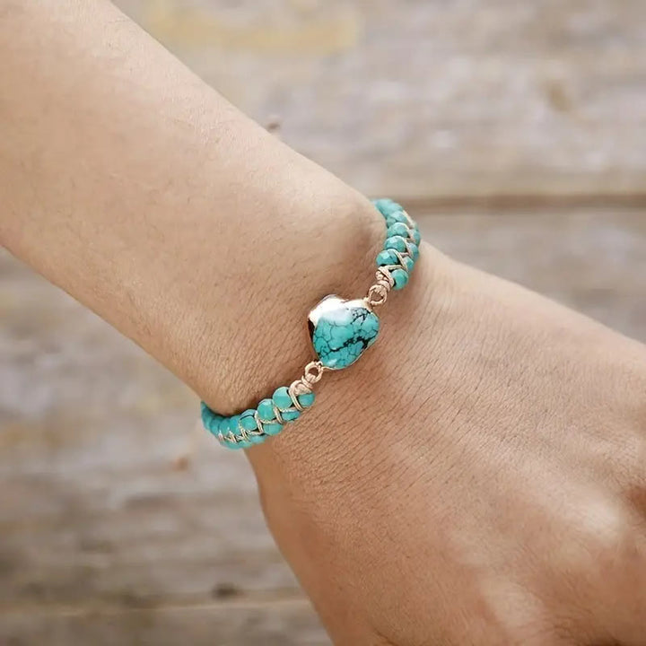 Bracelet irrégulier Olivenorma Bracelet à doubles perles turquoise