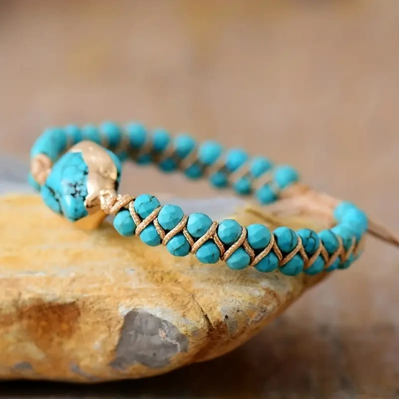 Bracelet irrégulier Olivenorma Bracelet à doubles perles turquoise