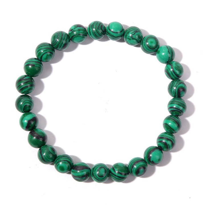 Bracelet Olivenorma en perles de malachite et onyx noir 8 mm