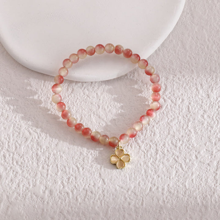 Bracelet pendentif trèfle à quatre feuilles en pierre œil de chat Olivenorma