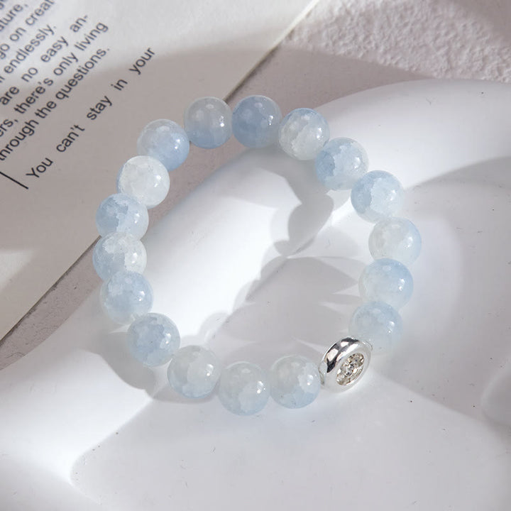 Bracelet en perles de cristal de verre bleu Olivenorma
