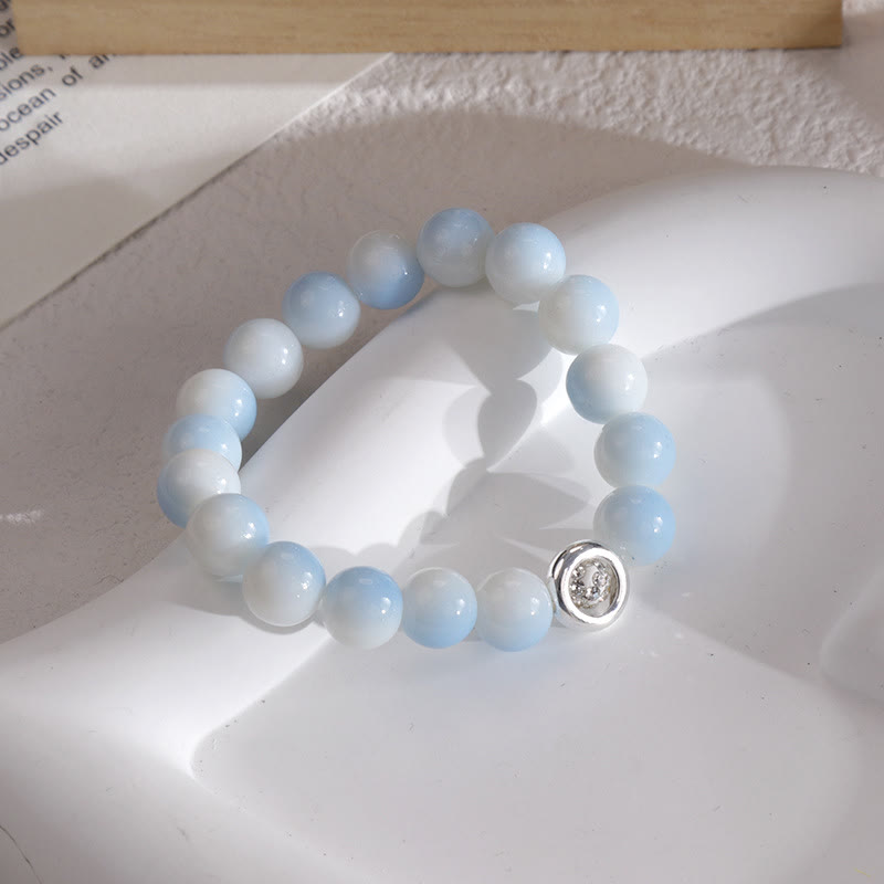 Bracelet en perles de cristal de verre bleu Olivenorma