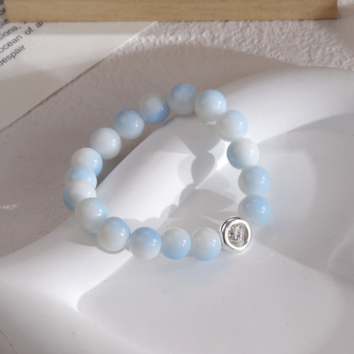 Bracelet en perles de cristal de verre bleu Olivenorma