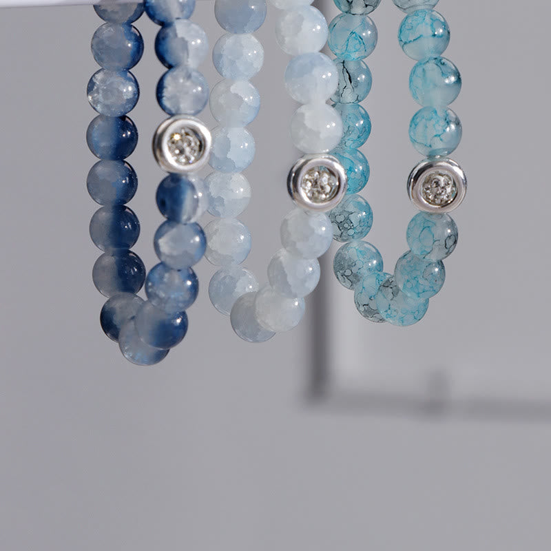 Bracelet en perles de cristal de verre bleu Olivenorma