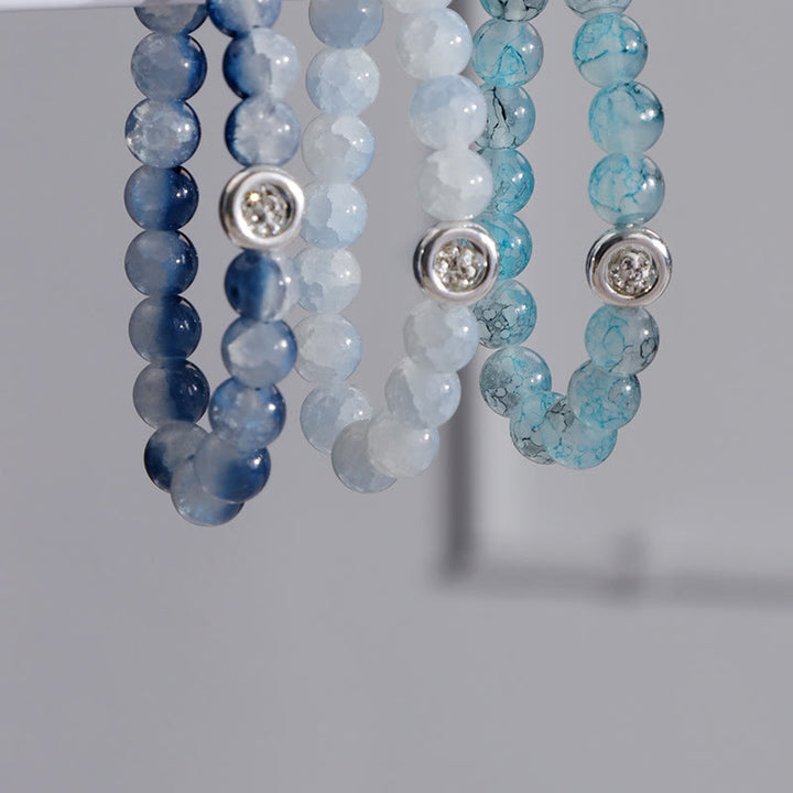 Bracelet en perles de cristal de verre bleu Olivenorma
