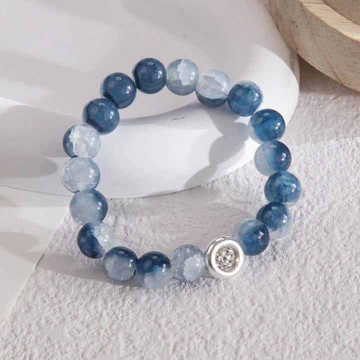 Bracelet en perles de cristal de verre bleu Olivenorma