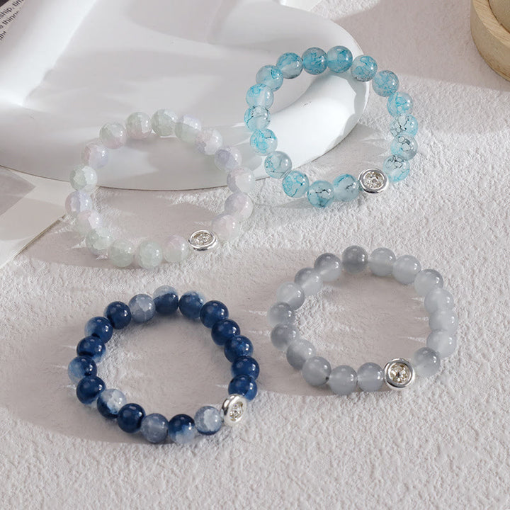 Bracelet en perles de cristal de verre bleu Olivenorma