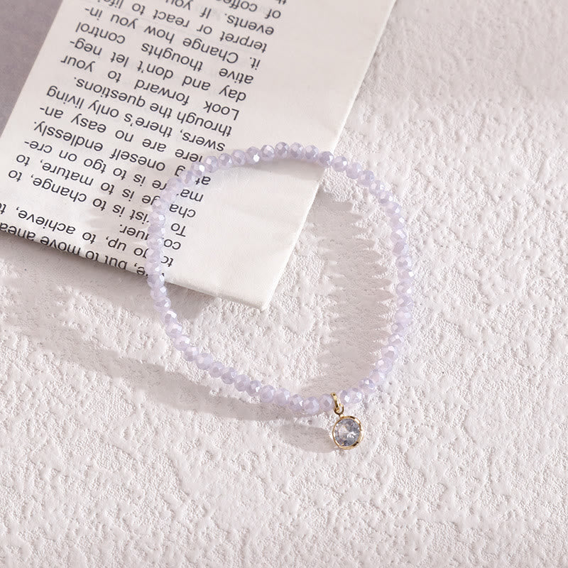 Bracelet Olivenorma avec pendentif en zircon blanc et perles de riz colorées
