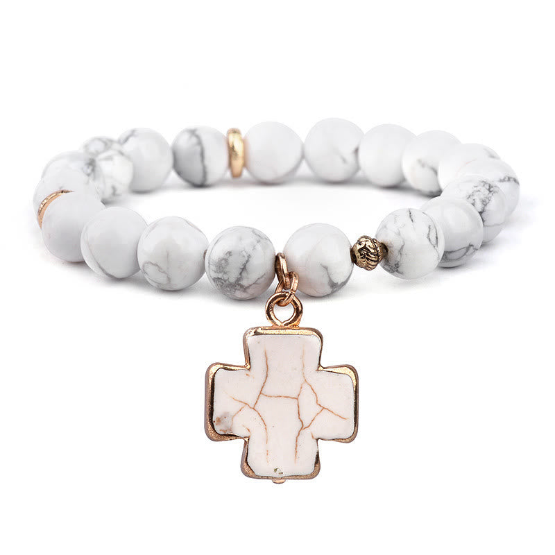 Bracelet Croix en Cristal Transparent Turquoise Blanc Olivenorma