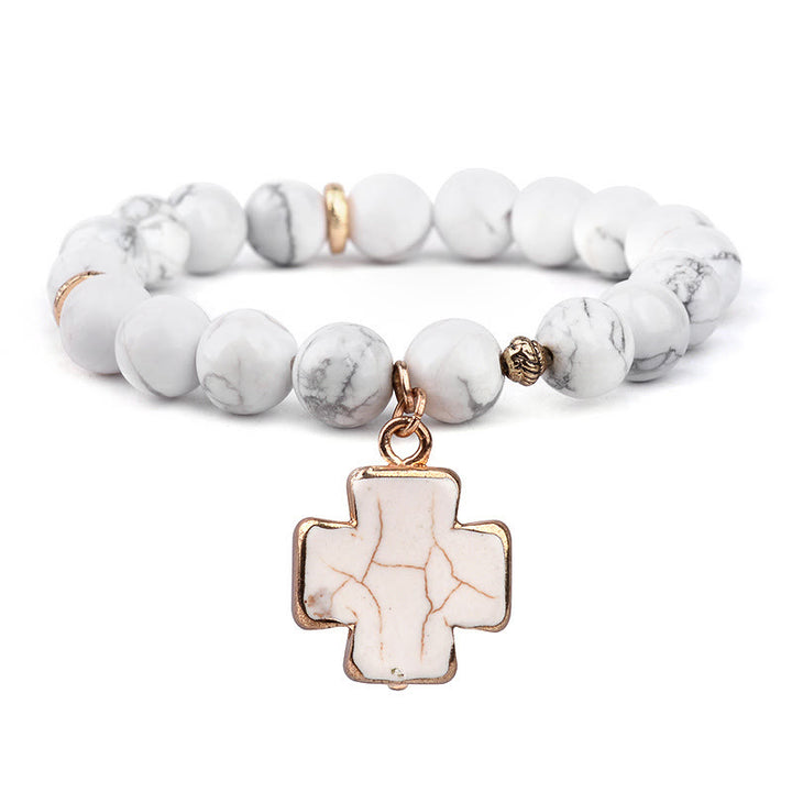Bracelet Croix en Cristal Transparent Turquoise Blanc Olivenorma
