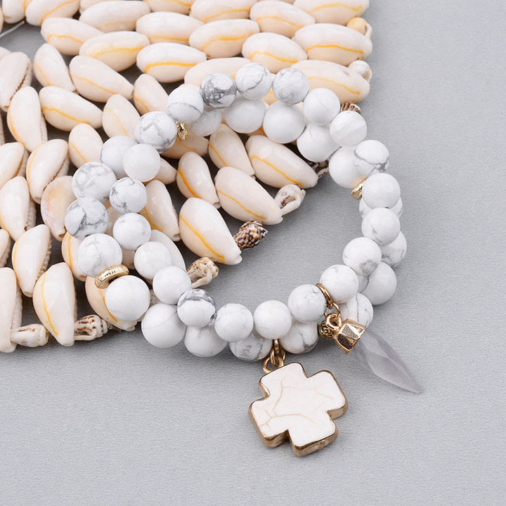 Bracelet Croix en Cristal Transparent Turquoise Blanc Olivenorma