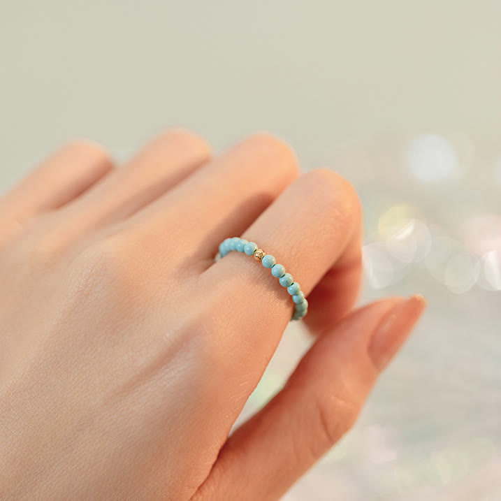 Bague Olivenorma en perles turquoise extra fines de 2 mm