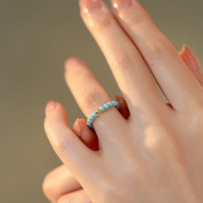 Bague Olivenorma en perles turquoise extra fines de 2 mm