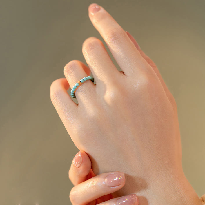 Bague Olivenorma en perles turquoise extra fines de 2 mm