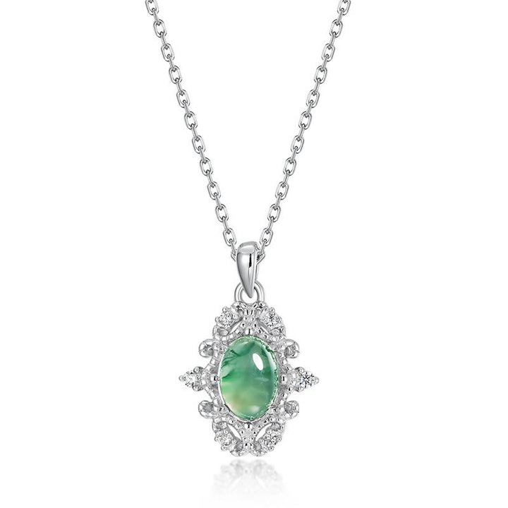 Collier vintage Olivenorma en argent sterling S925 avec agate mousse