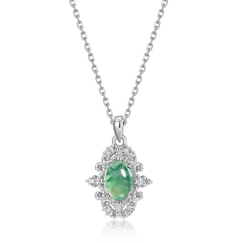 Collier vintage Olivenorma en argent sterling S925 avec agate mousse - Agate mousse - image 0