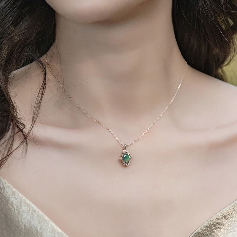 Collier vintage Olivenorma en argent sterling S925 avec agate mousse