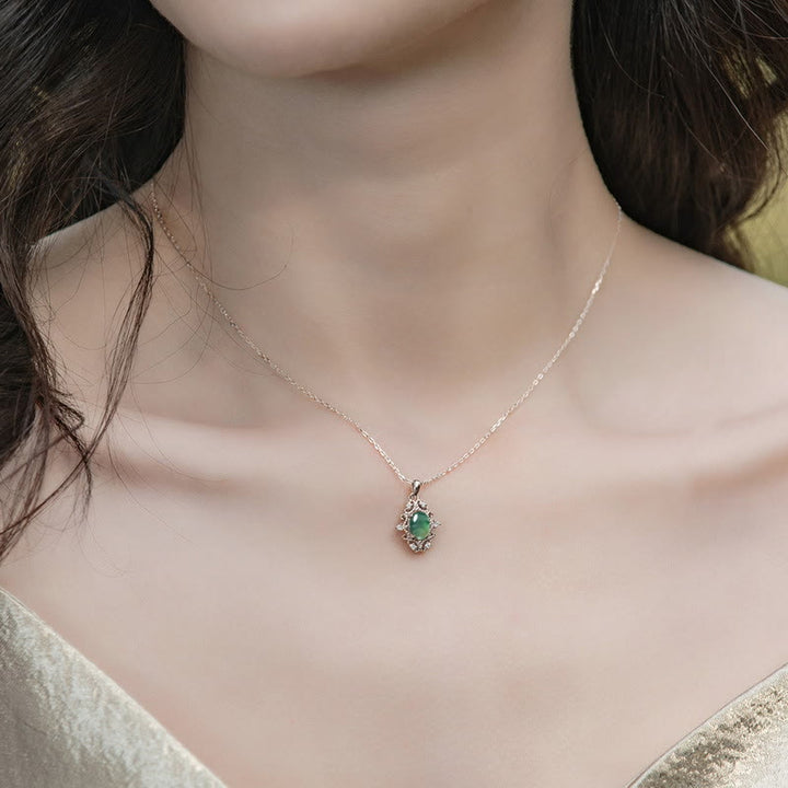 Collier vintage Olivenorma en argent sterling S925 avec agate mousse