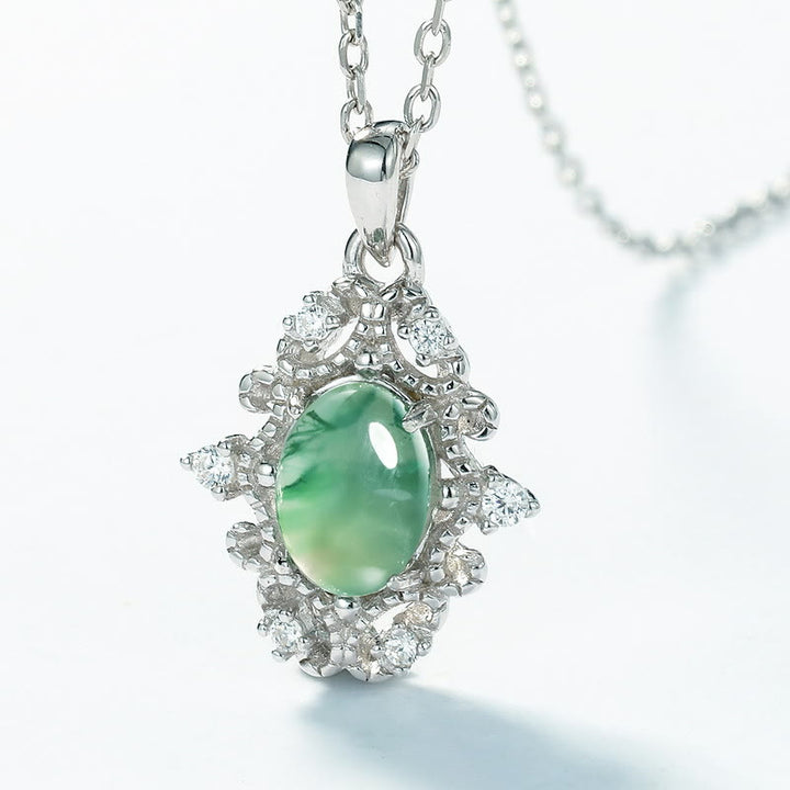 Collier vintage Olivenorma en argent sterling S925 avec agate mousse