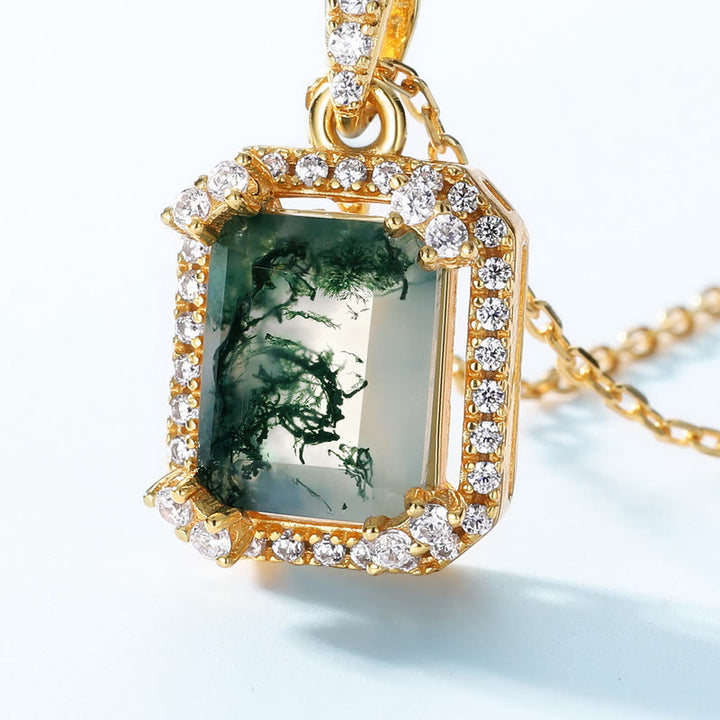 Collier carré en agate mousse et zircon blanc Olivenorma - image 3