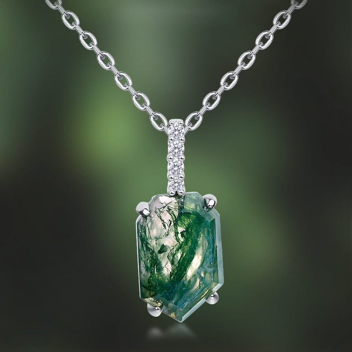 Collier à quatre griffes en agate mousse géométrique Olivenorma - image 3