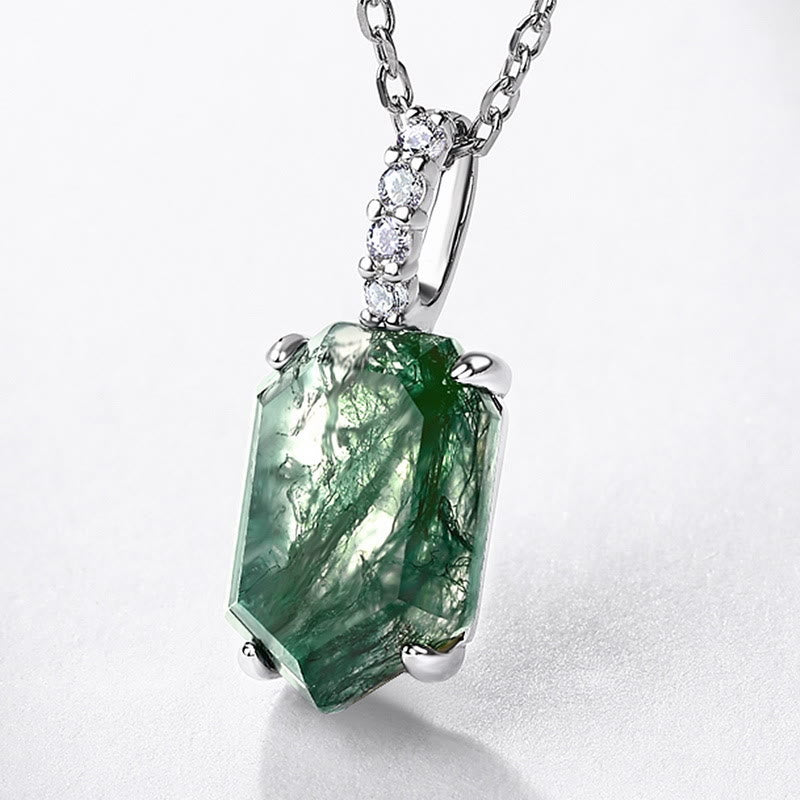 Collier à quatre griffes en agate mousse géométrique Olivenorma - image 2