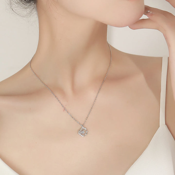 Collier en pierre de lune Olivenorma « Gomme Bleue et Oiseau » 