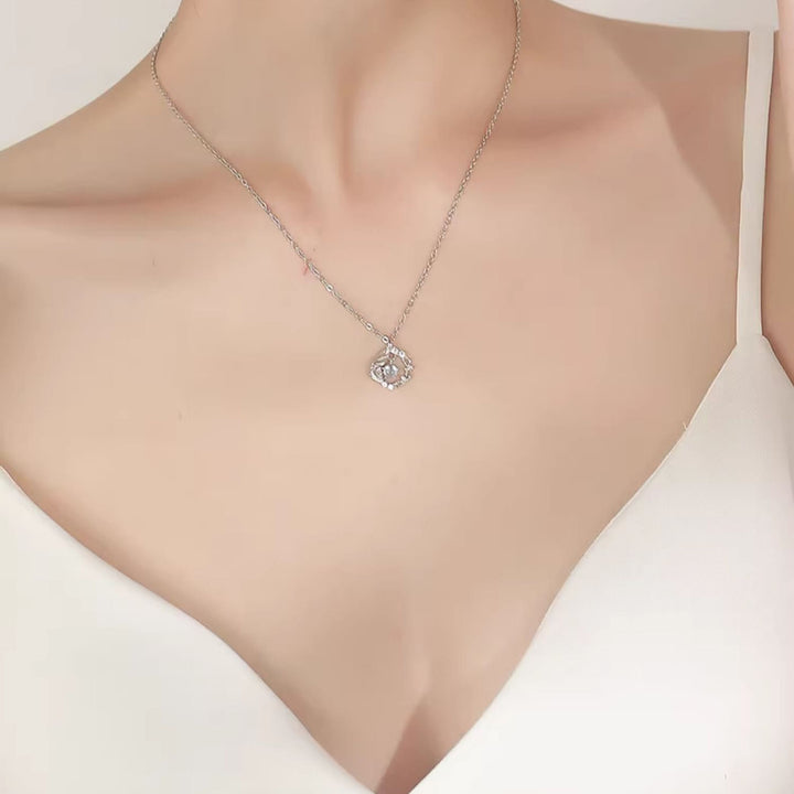 Collier en pierre de lune Olivenorma « Gomme Bleue et Oiseau » 