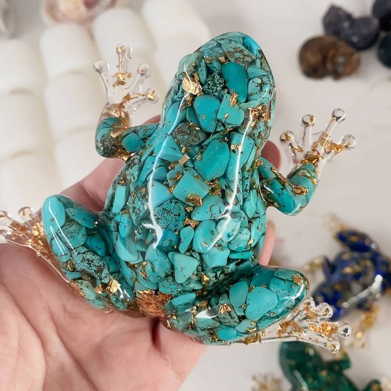 Décoration en pierre précieuse en forme de grenouille en résine cristalline Olivenorma - image 0