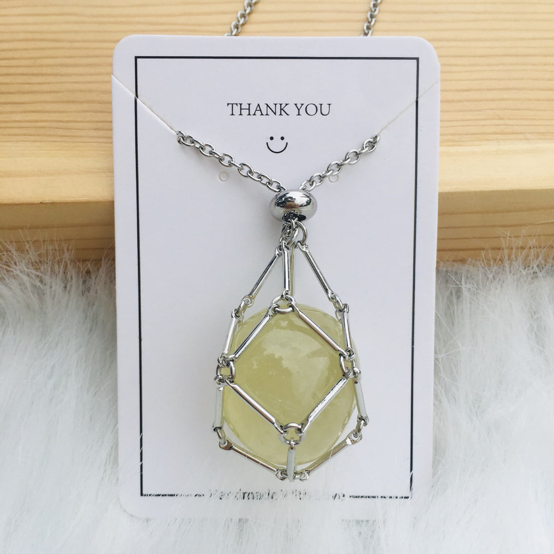 Collier en métal et bambou avec support en cristal Olivenorma