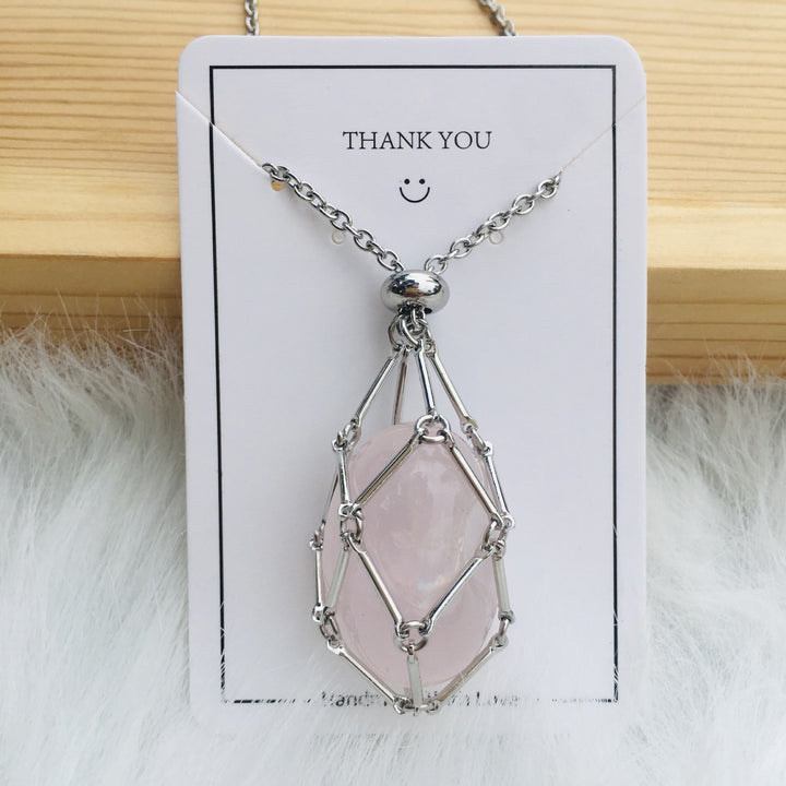 Collier en métal et bambou avec support en cristal Olivenorma