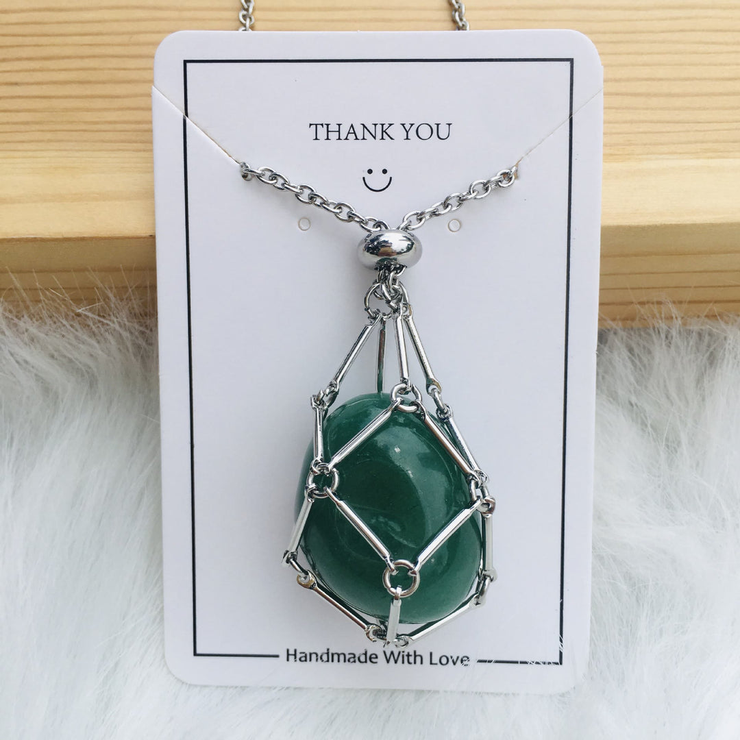 Collier en métal et bambou avec support en cristal Olivenorma