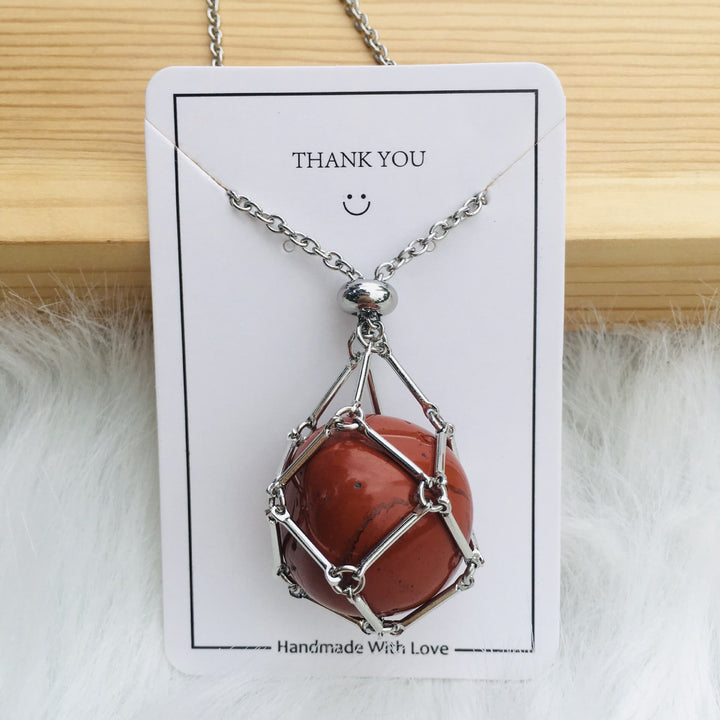 Collier en métal et bambou avec support en cristal Olivenorma