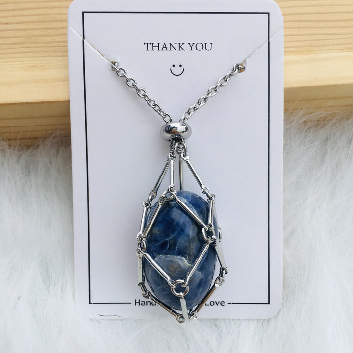 Collier en métal et bambou avec support en cristal Olivenorma