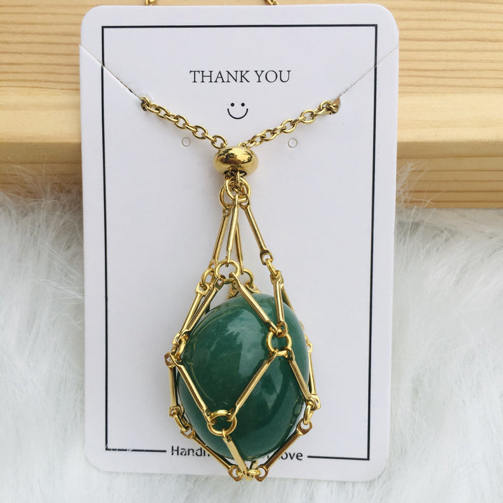 Collier en métal et bambou avec support en cristal Olivenorma
