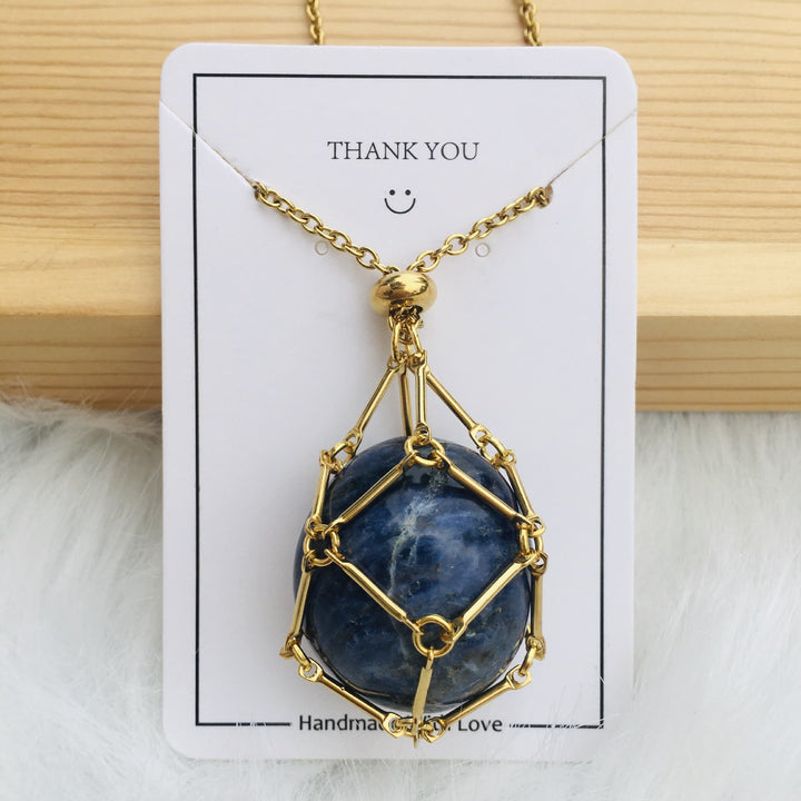 Collier en métal et bambou avec support en cristal Olivenorma