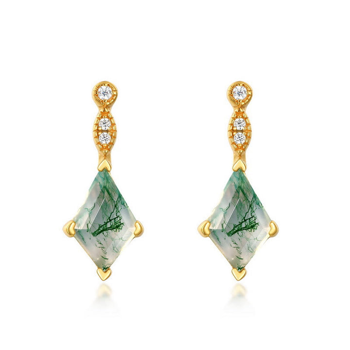 Ensemble de bijoux Olivenorma 4 pièces en agate mousse et zircon blanc - Boucles d'oreilles - image 16