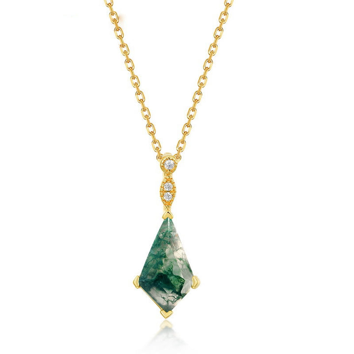 Ensemble de bijoux Olivenorma 4 pièces en agate mousse et zircon blanc - Collier - image 1