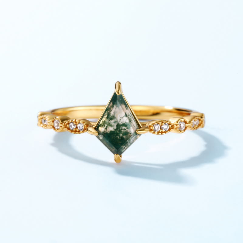 Ensemble de bijoux Olivenorma 4 pièces en agate mousse et zircon blanc - image 14