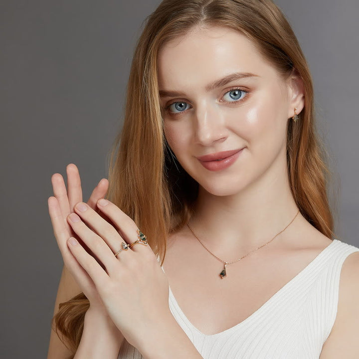 Ensemble de bijoux Olivenorma 4 pièces en agate mousse et zircon blanc - image 5