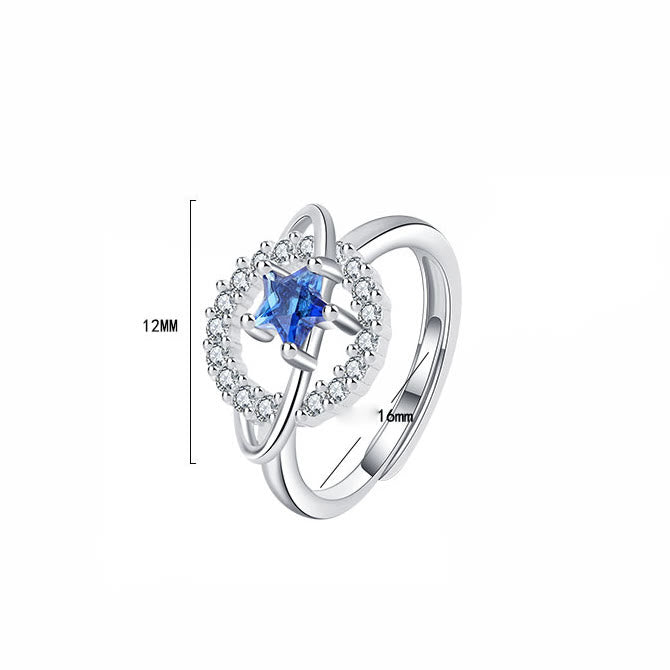 Bague ajustable Olivenorma Pentagram Topaze bleue Zircon blanc